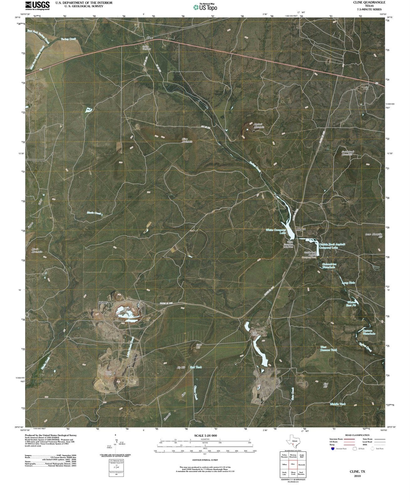 2010 Cline, TX - Texas - USGS Topographic Map