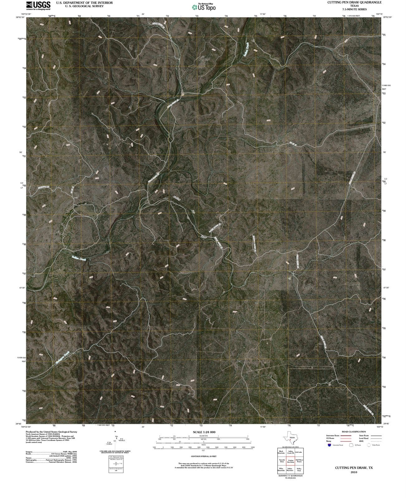 2010 Cutting Penraw, TX - Texas - USGS Topographic Map