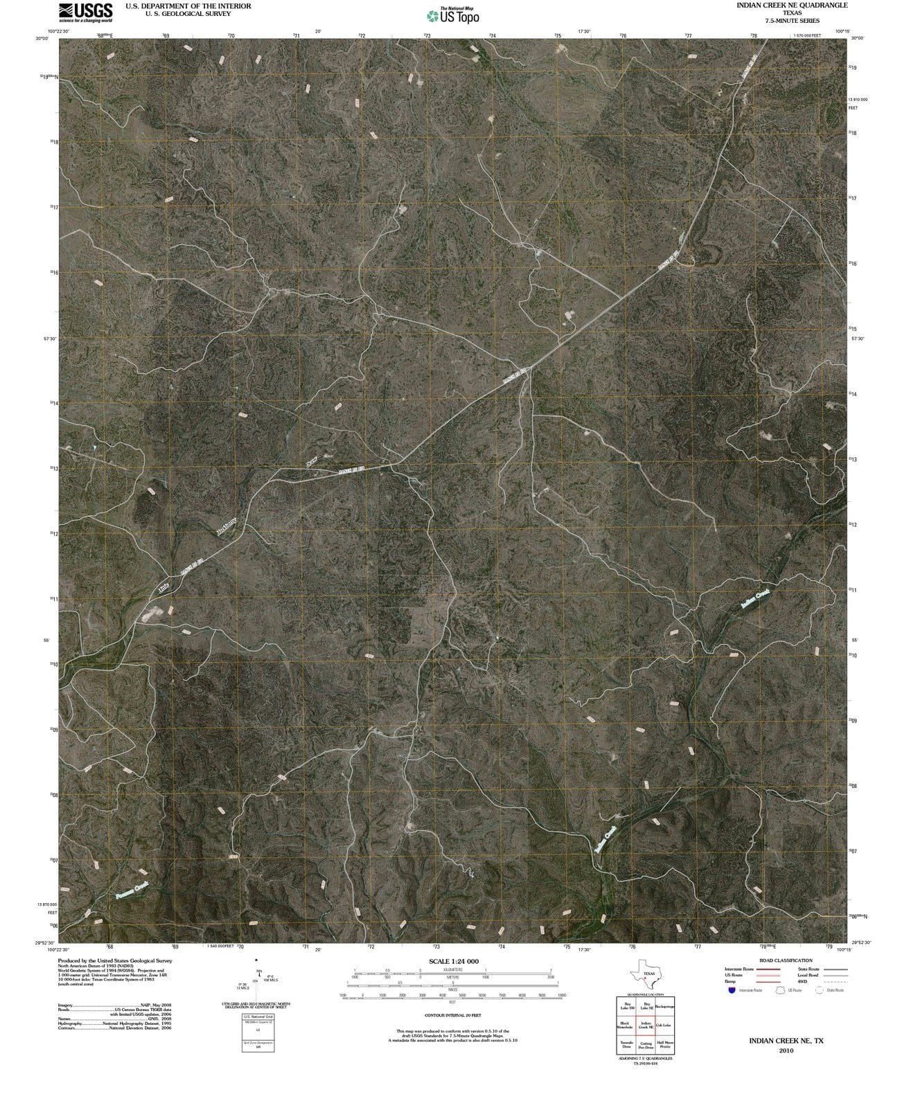2010 Indian Creek, TX - Texas - USGS Topographic Map