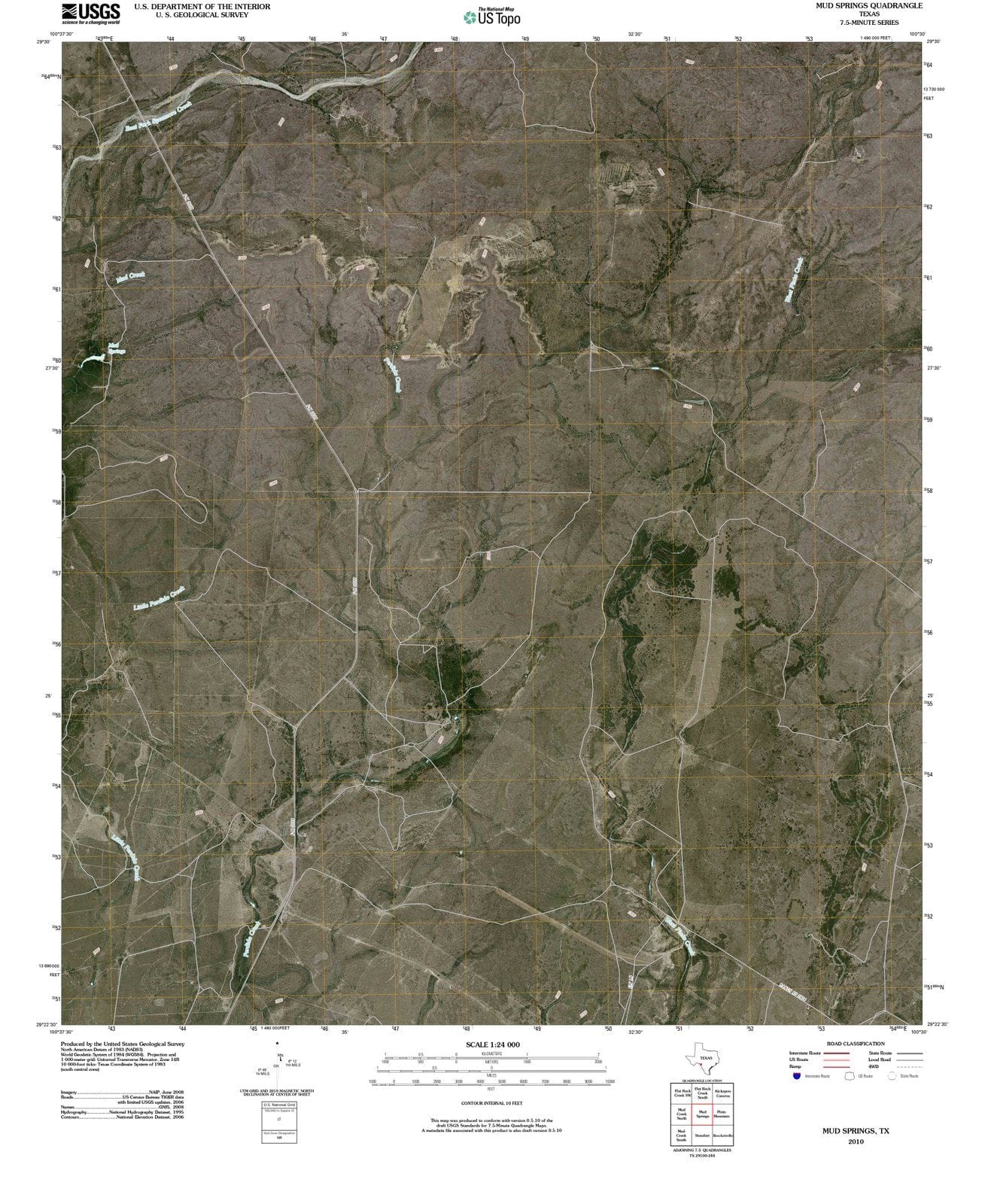 2010 Mud Springs, TX - Texas - USGS Topographic Map