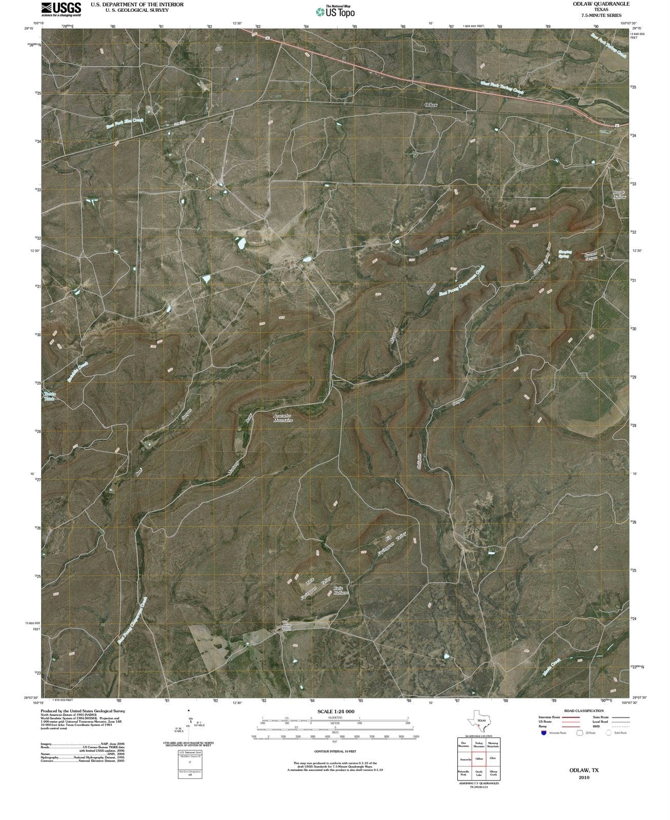 2010 Odlaw, TX - Texas - USGS Topographic Map