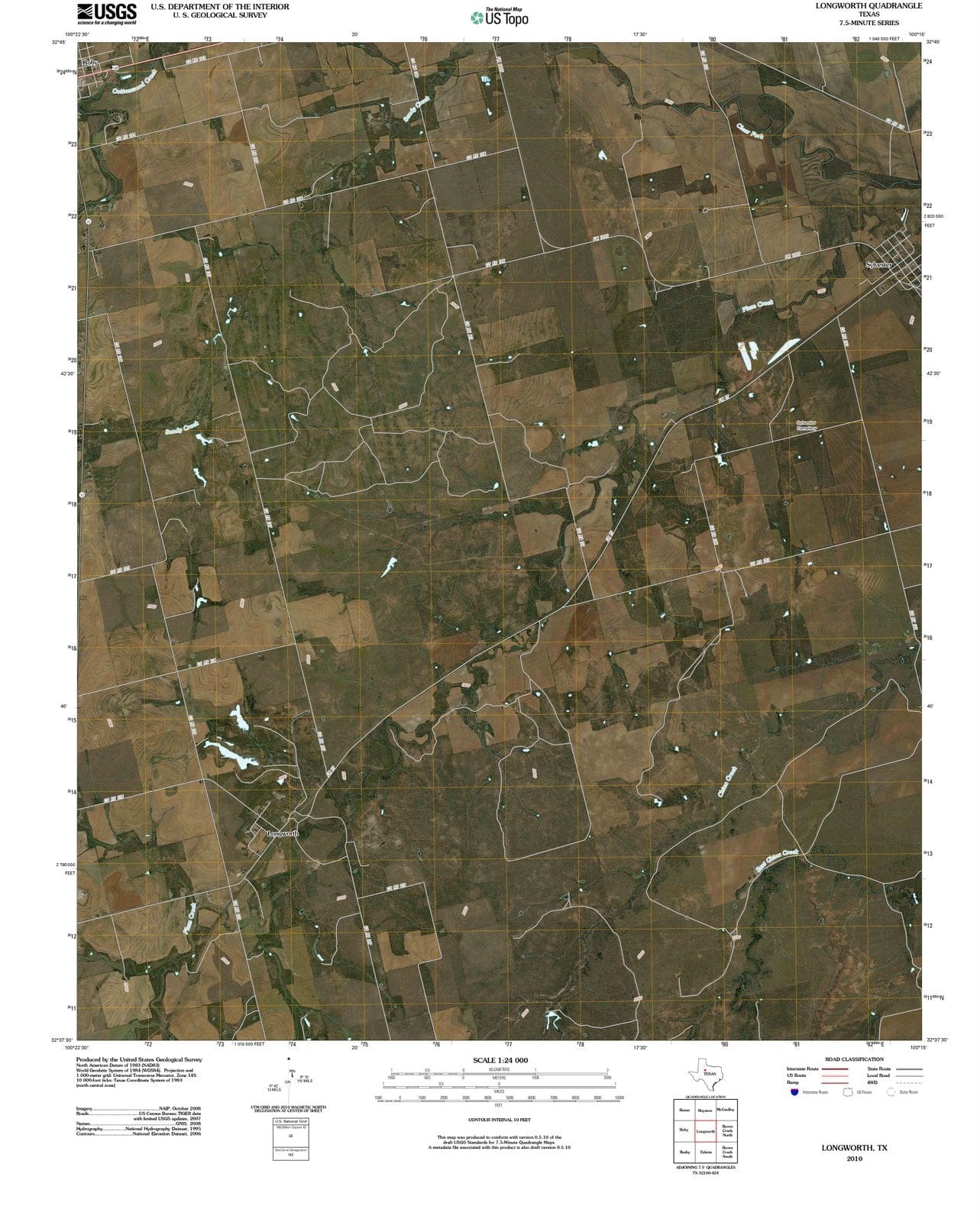 2010 Longworth, TX - Texas - USGS Topographic Map