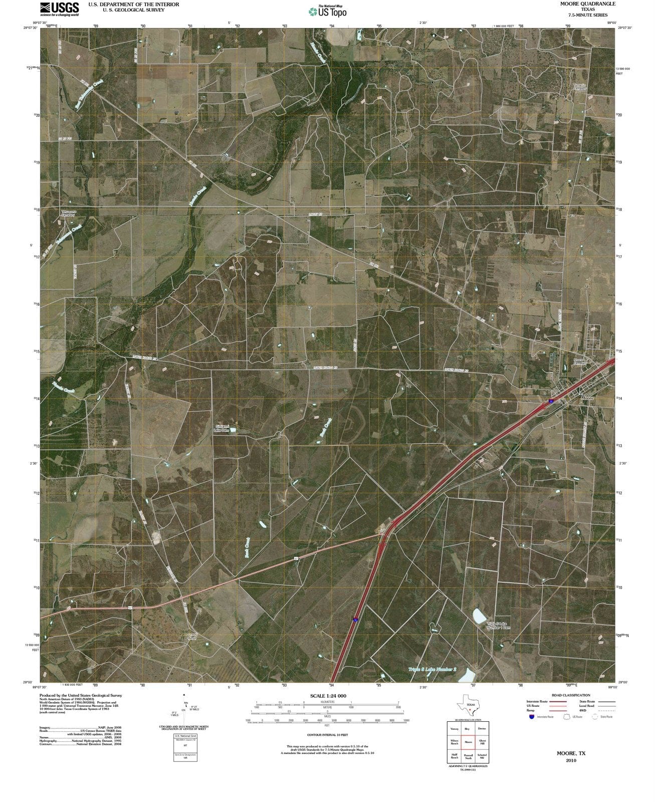 2010 Moore, TX - Texas - USGS Topographic Map