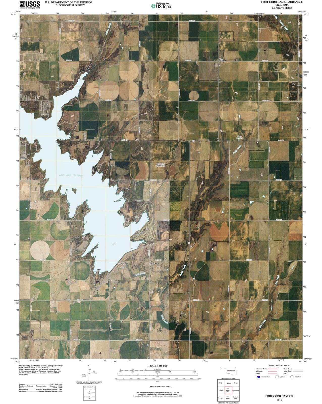 2010 Fort Cobb Dam, OK - Oklahoma - USGS Topographic Map