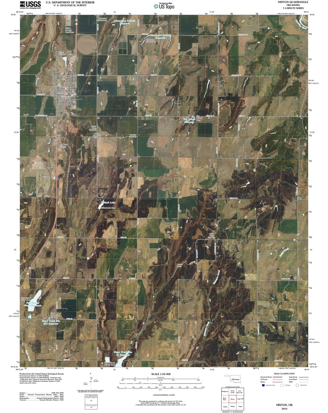 2010 Hinton, OK - Oklahoma - USGS Topographic Map
