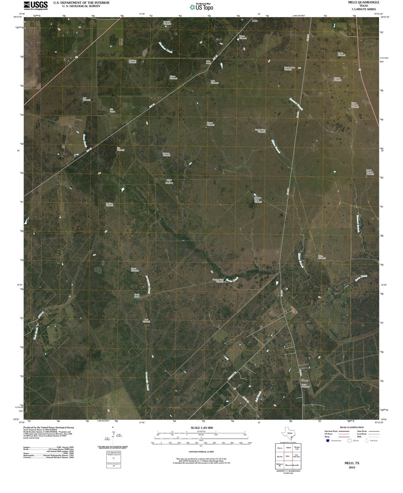 2010 Melo, TX - Texas - USGS Topographic Map