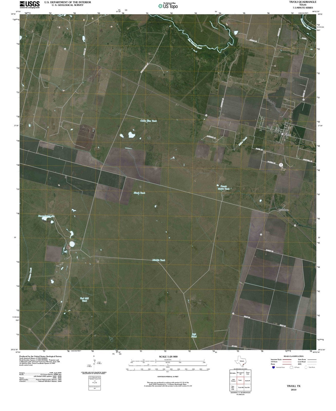 2010 Tivoli, TX - Texas - USGS Topographic Map