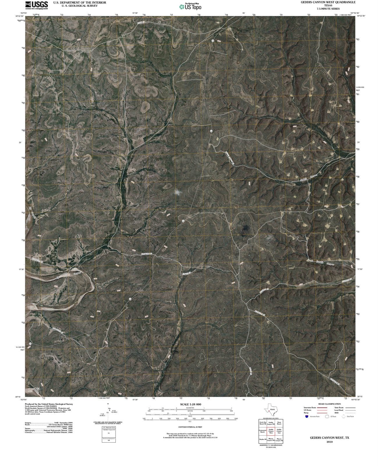 2010 Geddis Canyon West, TX - Texas - USGS Topographic Map