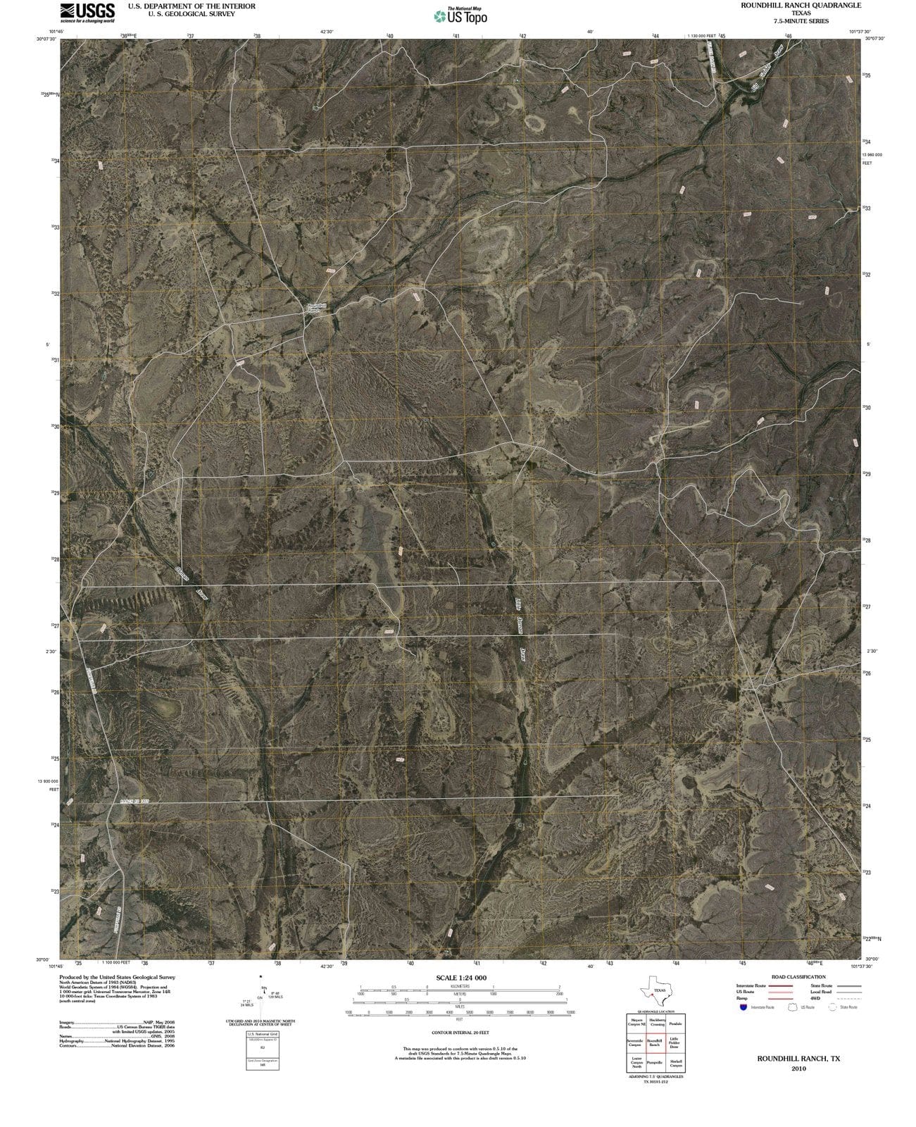 2010 Roundhill Ranch, TX - Texas - USGS Topographic Map