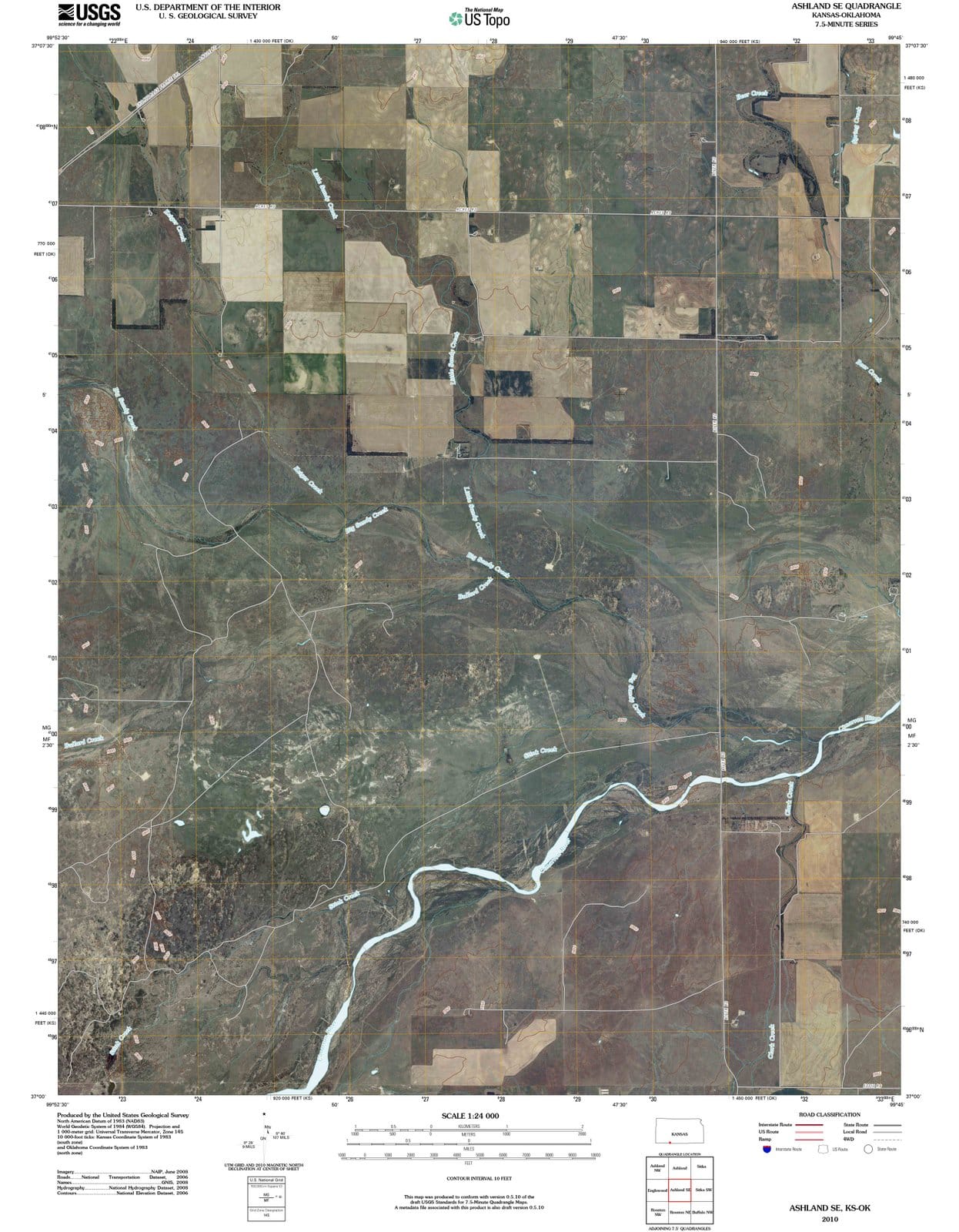 2010 Ashland, KS - Kansas - USGS Topographic Map