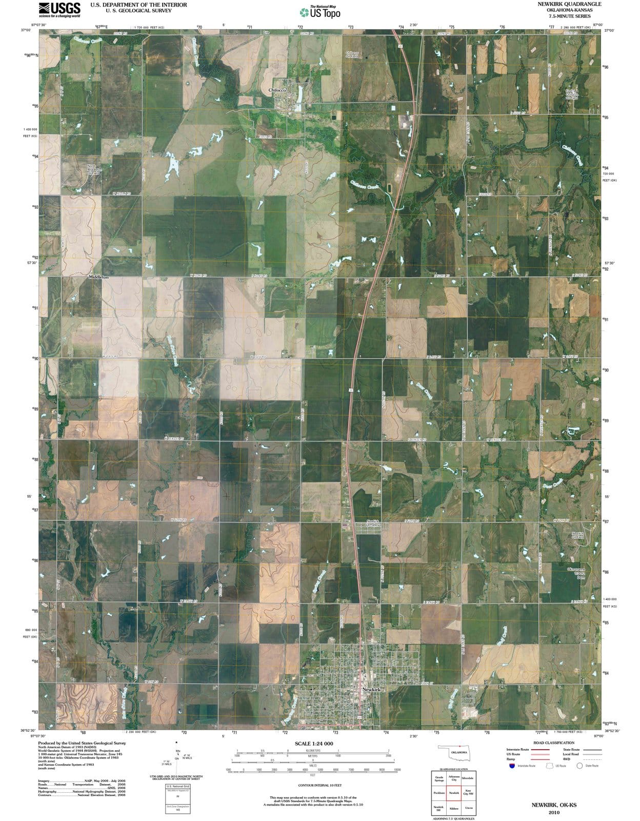 2010 Newkirk, OK - Oklahoma - USGS Topographic Map