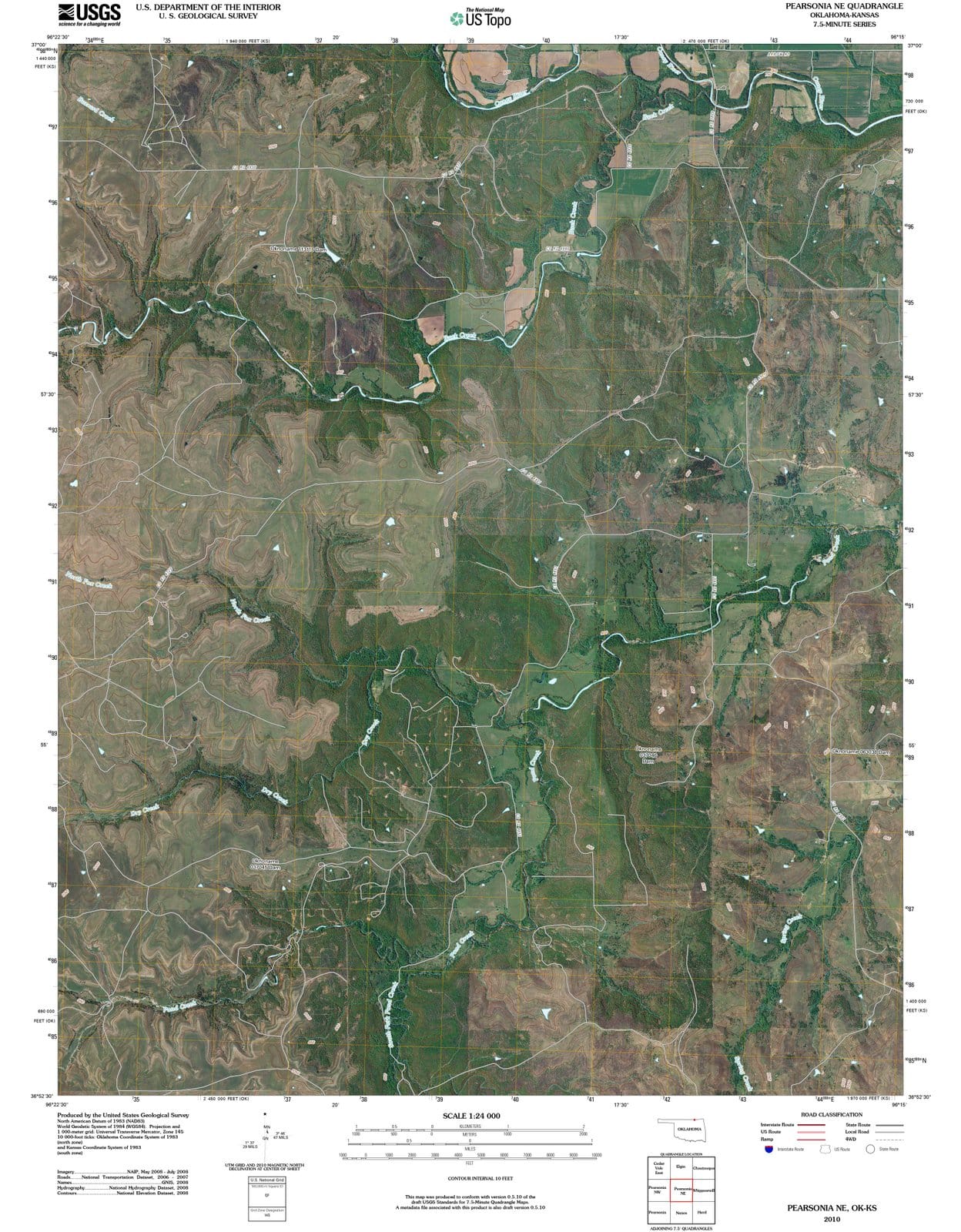 2010 Pearsonia, OK - Oklahoma - USGS Topographic Map