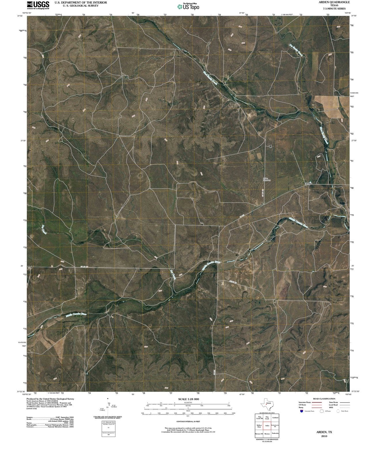 2010 Arden, TX - Texas - USGS Topographic Map