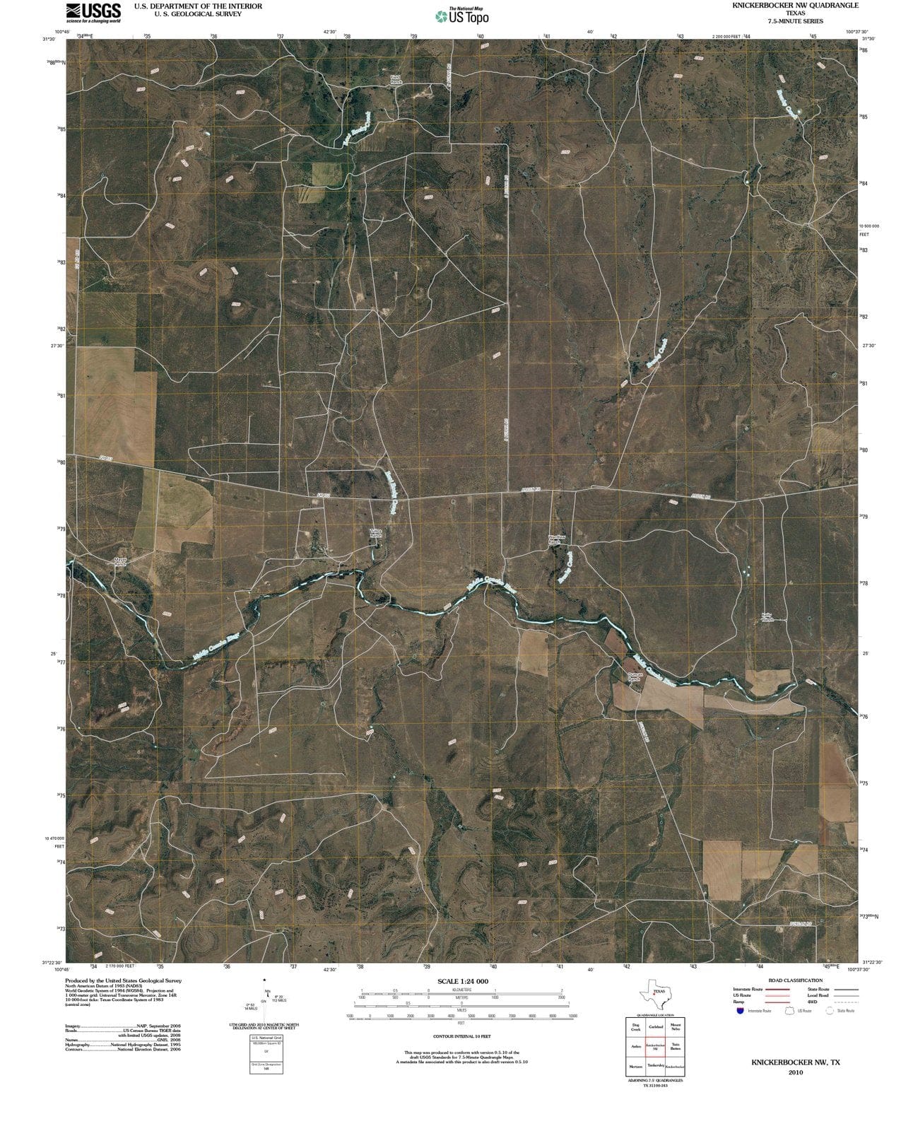 2010 Knickerbocker, TX - Texas - USGS Topographic Map