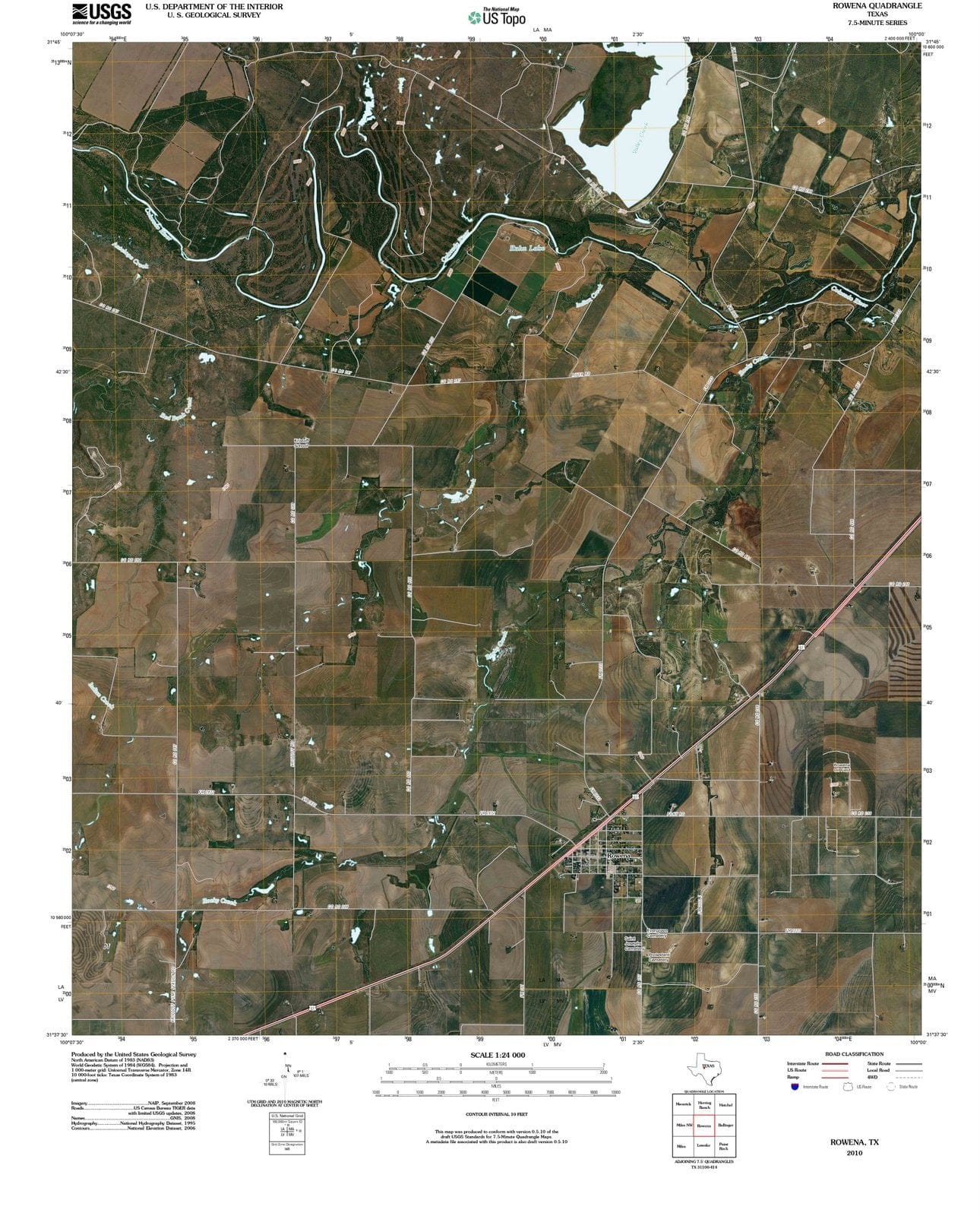 2010 Rowena, TX - Texas - USGS Topographic Map
