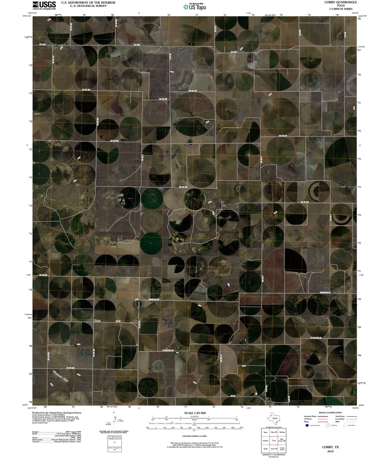 2010 Corry, TX - Texas - USGS Topographic Map