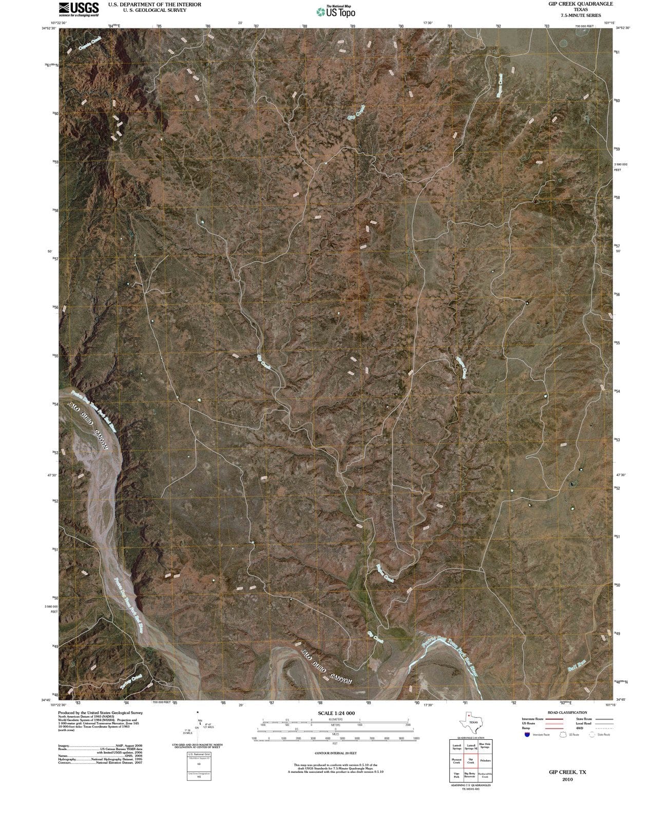2010 Gip Creek, TX - Texas - USGS Topographic Map