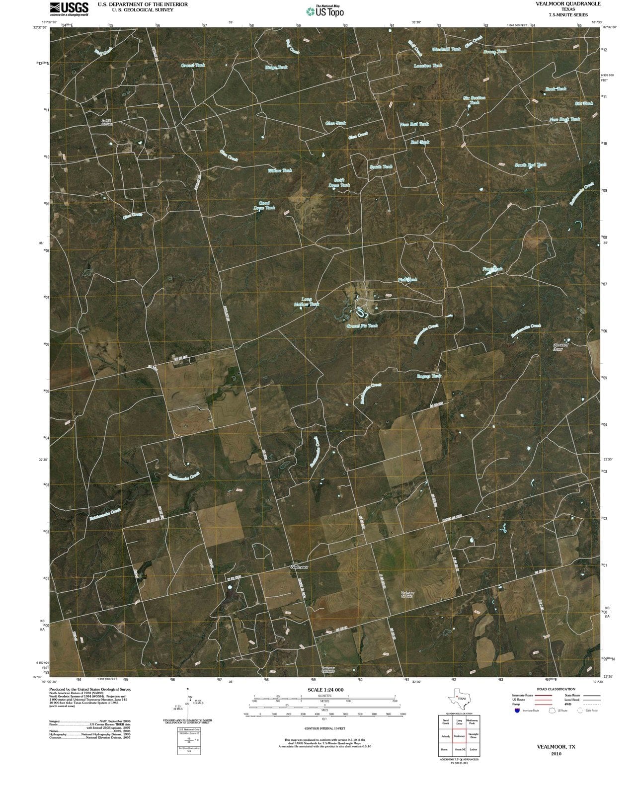 2010 Vealmoor, TX - Texas - USGS Topographic Map