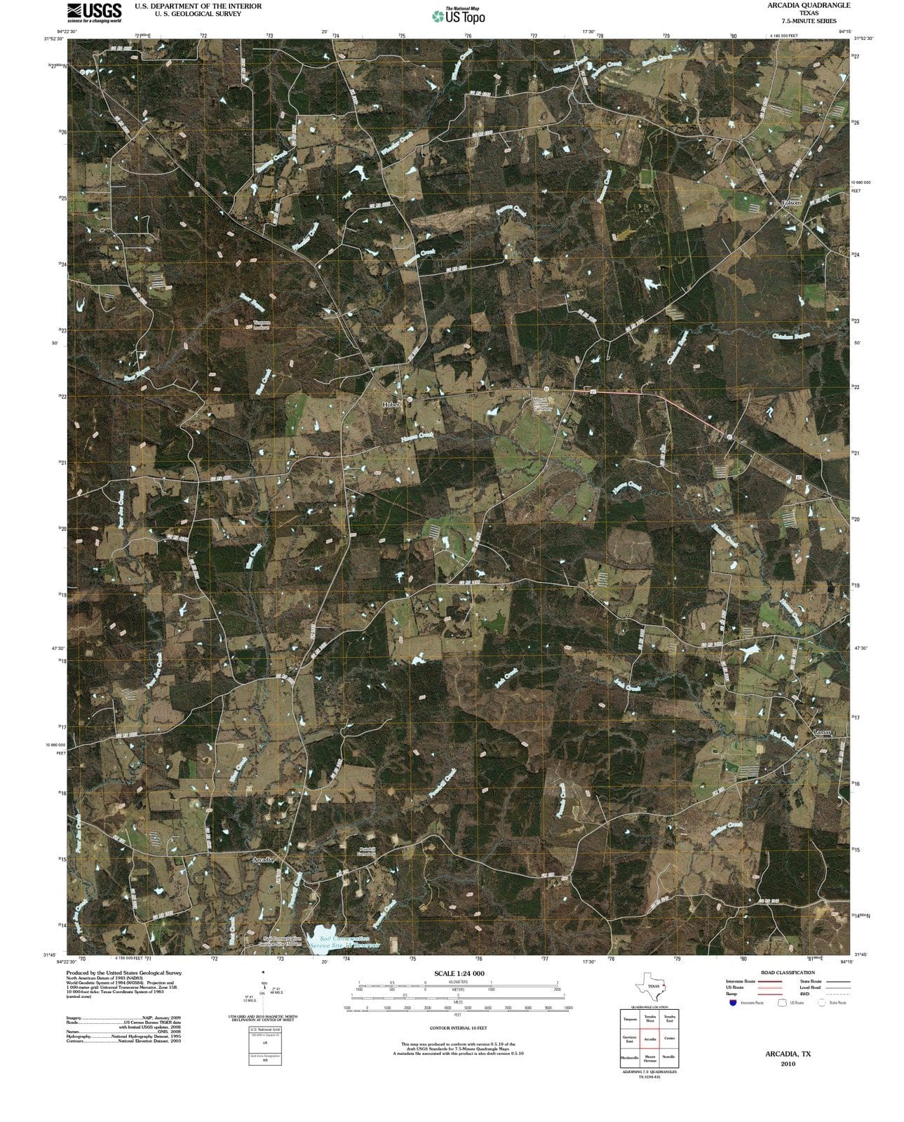 2010 Arcadia, TX - Texas - USGS Topographic Map