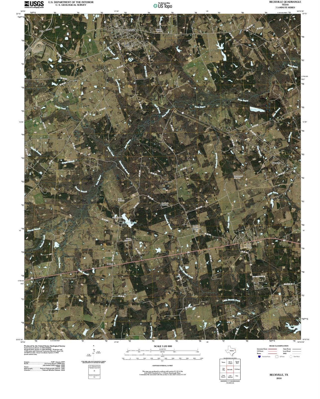 2010 Beckville, TX - Texas - USGS Topographic Map
