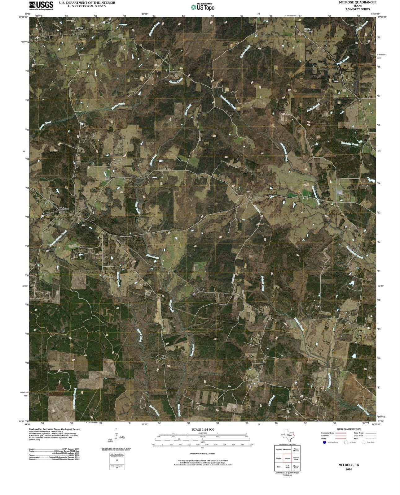 2010 Melrose, TX - Texas - USGS Topographic Map