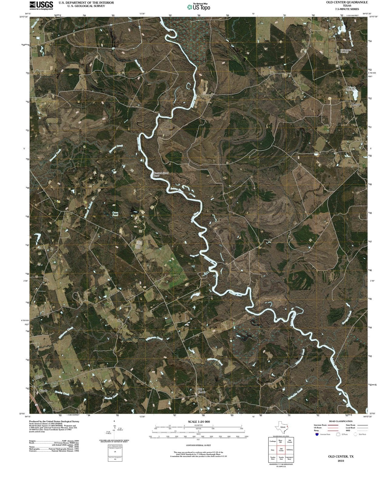 2010 Old Center, TX - Texas - USGS Topographic Map