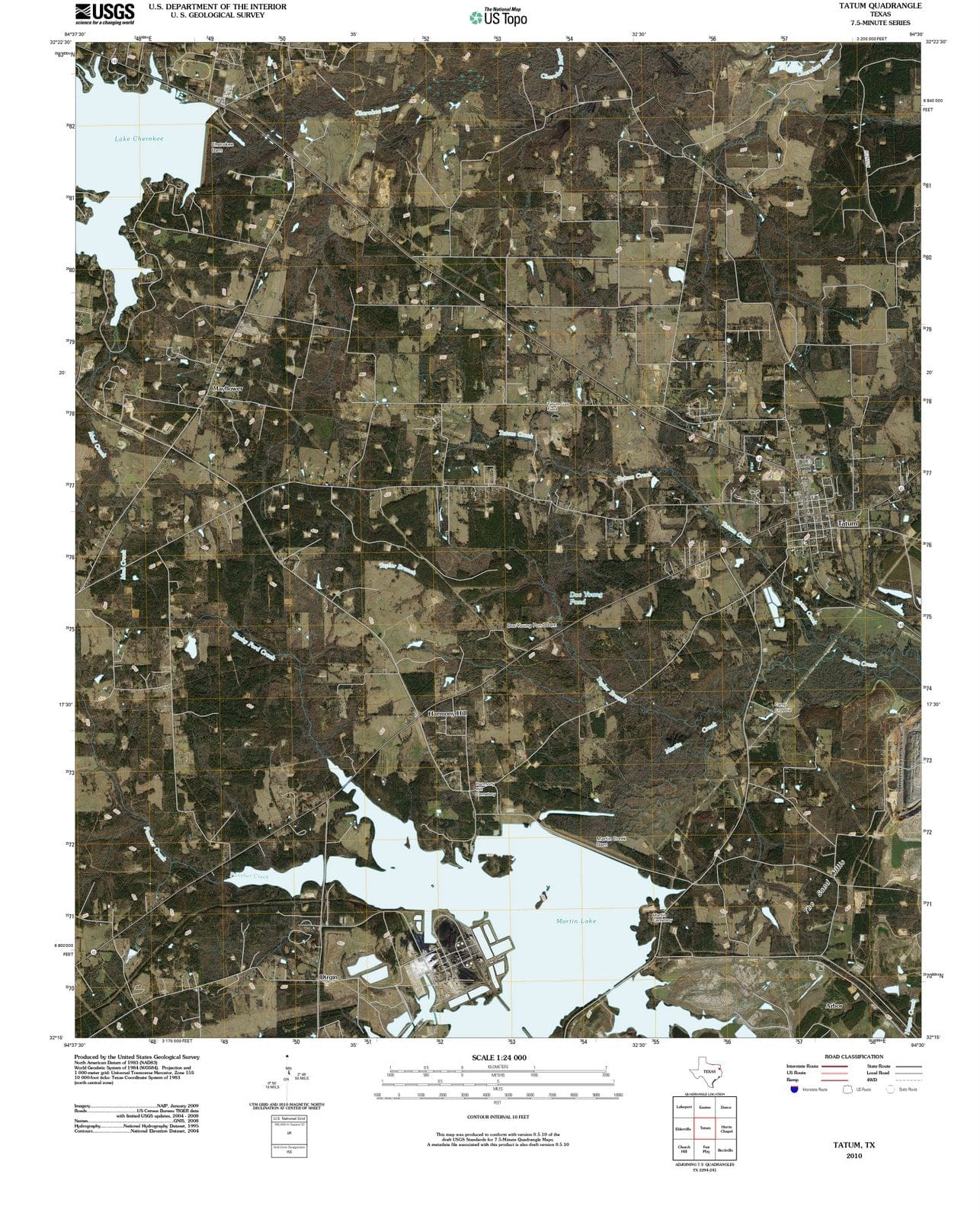 2010 Tatum, TX - Texas - USGS Topographic Map