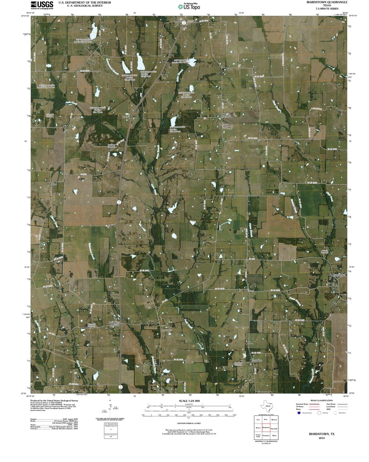2010 Biardstown, TX - Texas - USGS Topographic Map