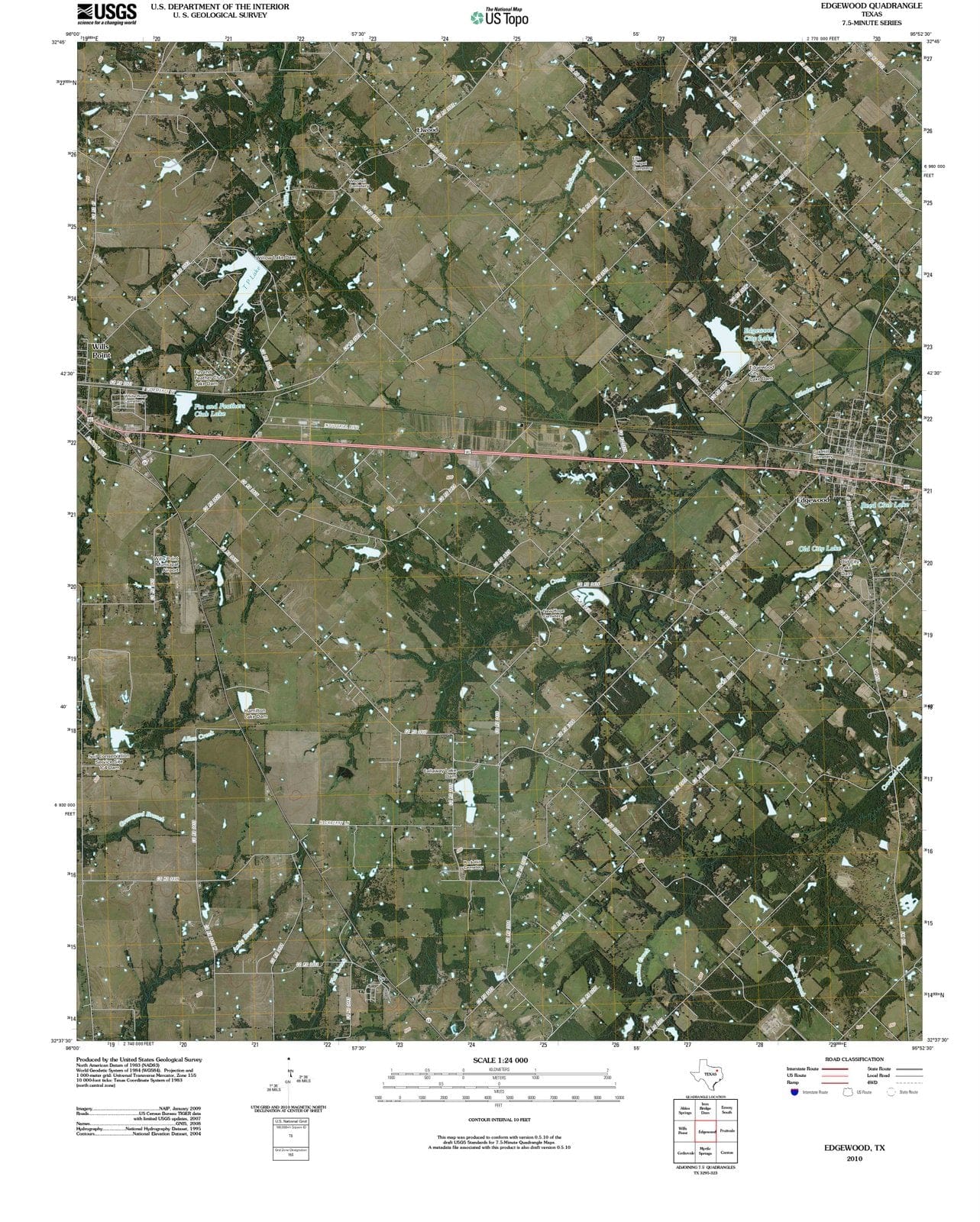 2010 Edgewood, TX - Texas - USGS Topographic Map