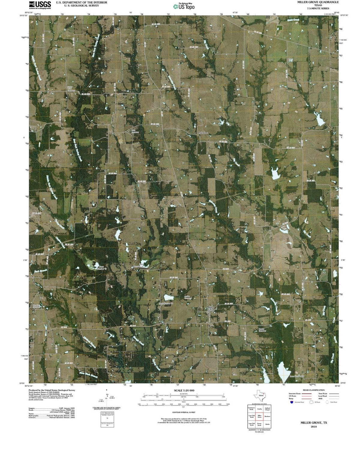 2010 Miller Grove, TX - Texas - USGS Topographic Map