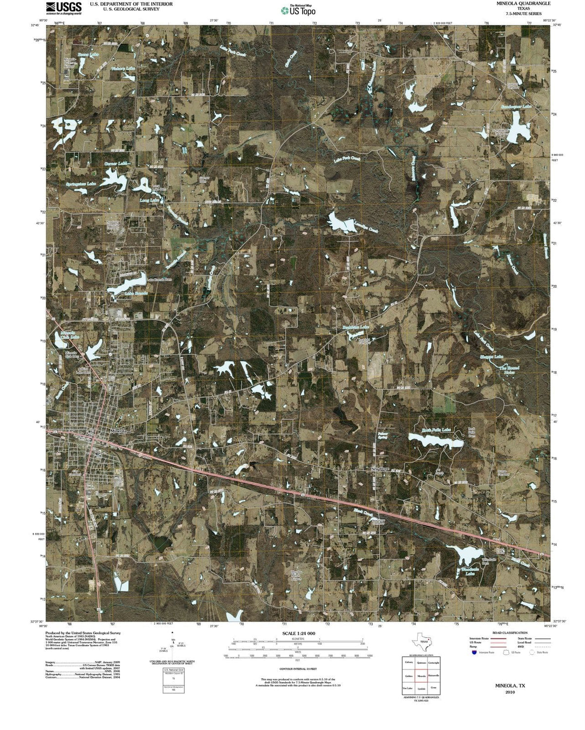 2010 Mineola, TX - Texas - USGS Topographic Map