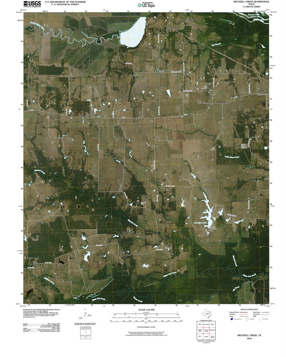 2010 Mitchell Creek, TX - Texas - USGS Topographic Map