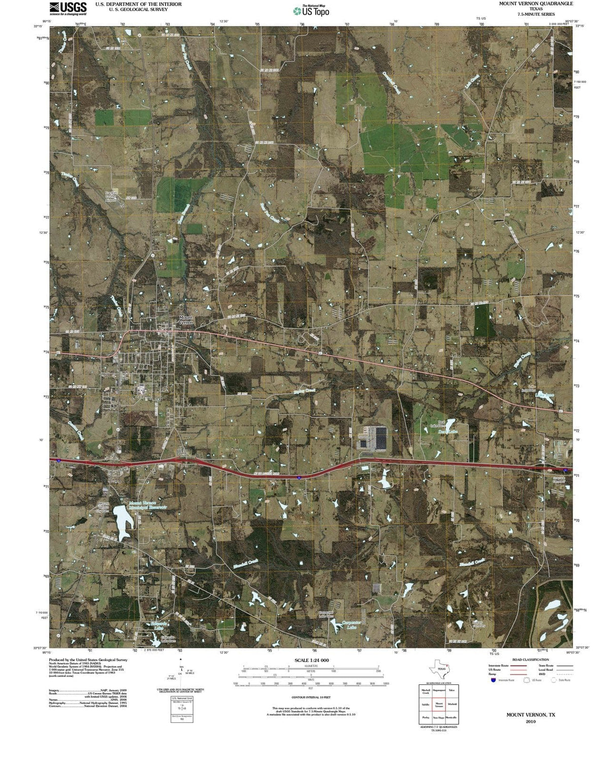 2010 Mount Vernon, TX - Texas - USGS Topographic Map