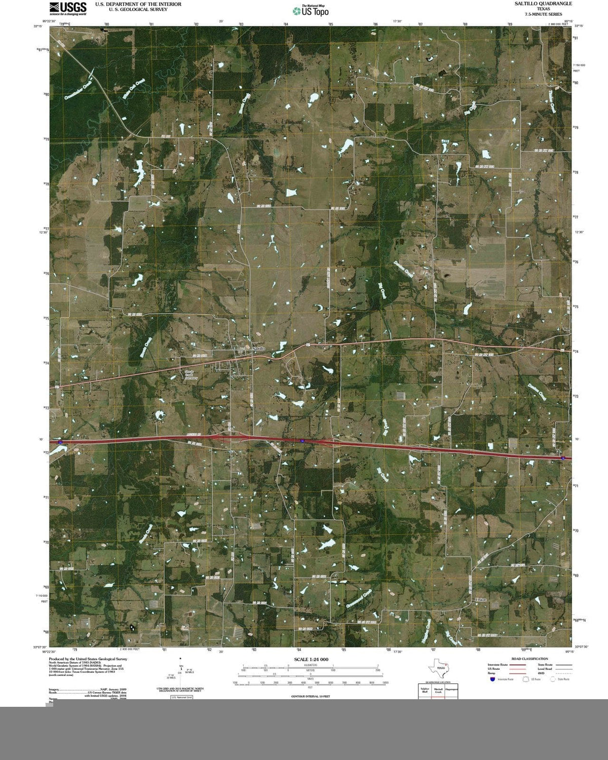 2010 Saltillo, TX - Texas - USGS Topographic Map