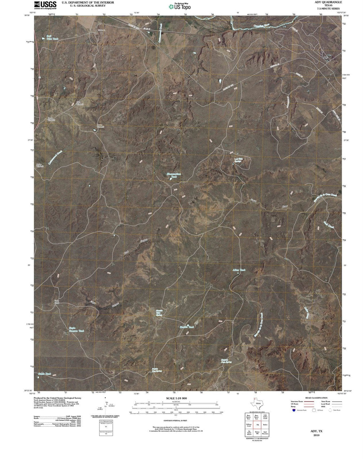 2010 Ady, TX - Texas - USGS Topographic Map