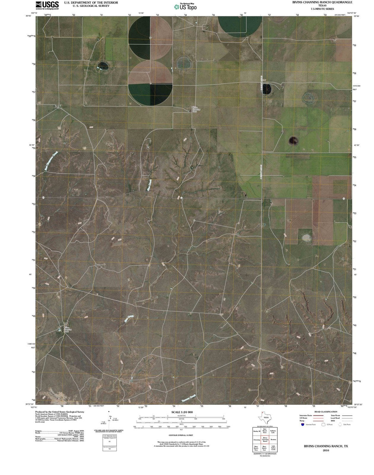 2010 Bivins Channing Ranch, TX - Texas - USGS Topographic Map