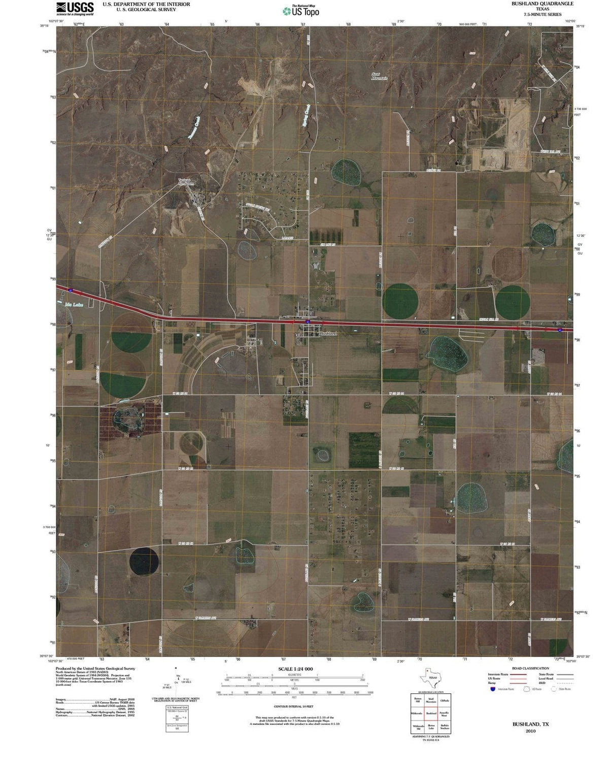 2010 Bushland, TX - Texas - USGS Topographic Map