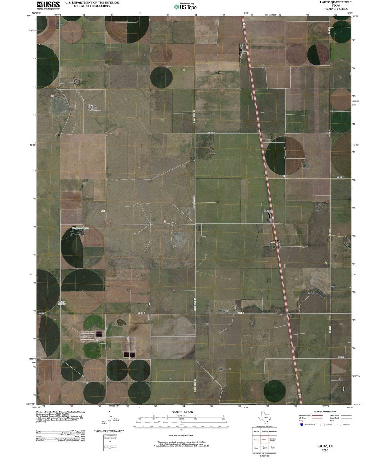 2010 Lautz, TX - Texas - USGS Topographic Map