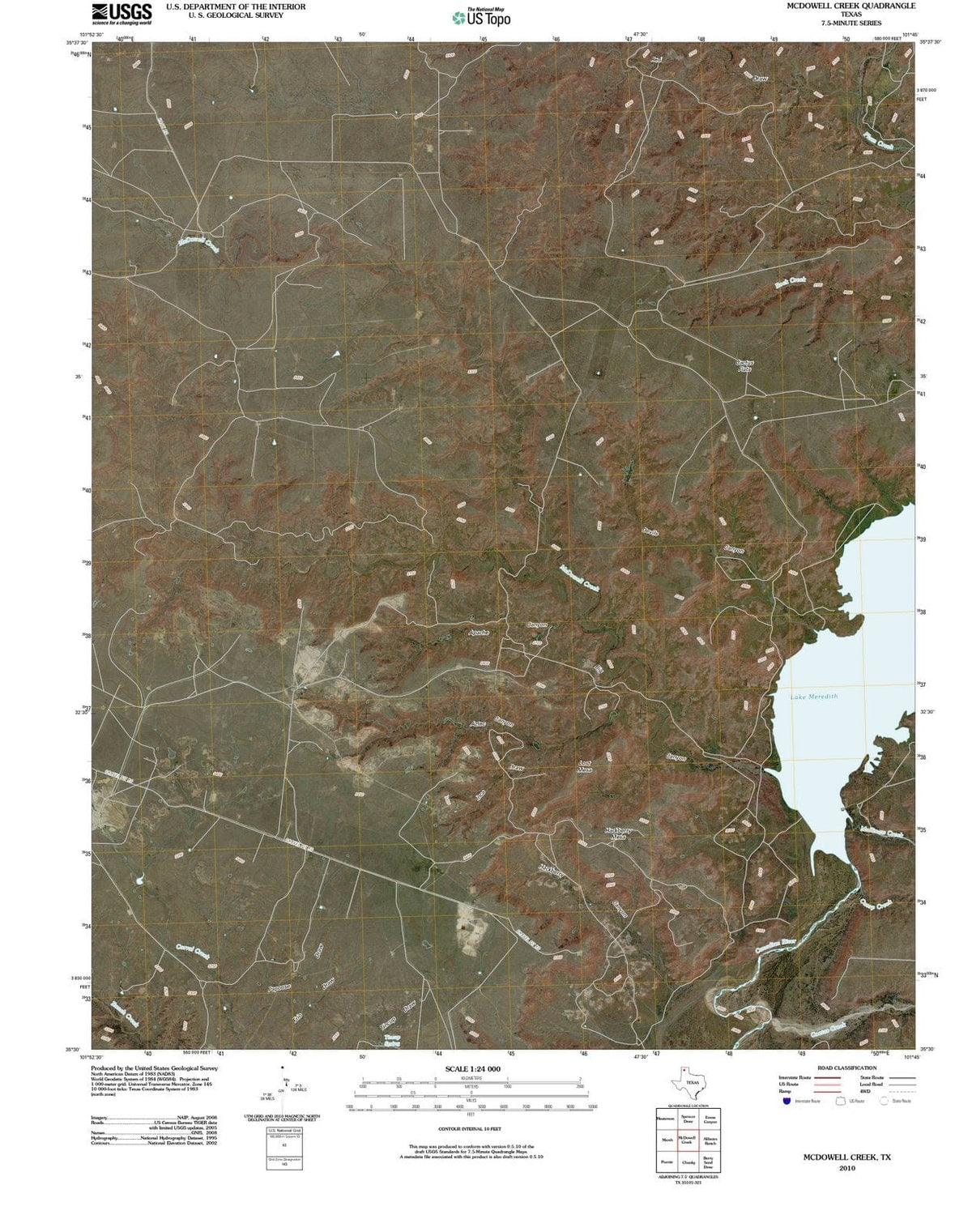 2010 McDowell Creek, TX - Texas - USGS Topographic Map
