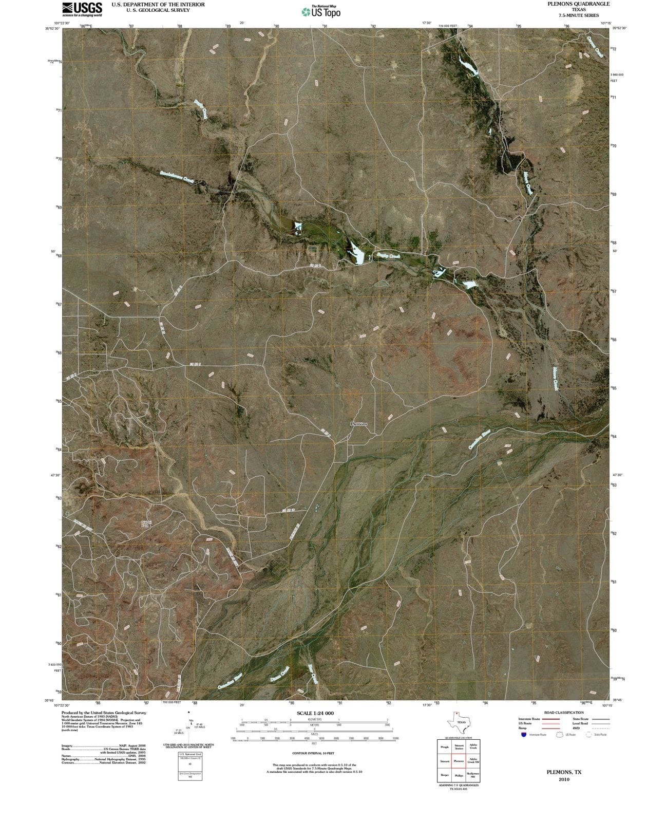 2010 Plemons, TX - Texas - USGS Topographic Map