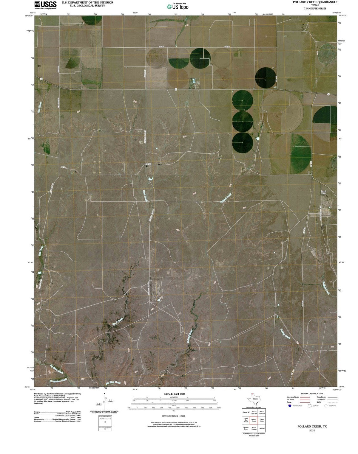 2010 Pollard Creek, TX - Texas - USGS Topographic Map