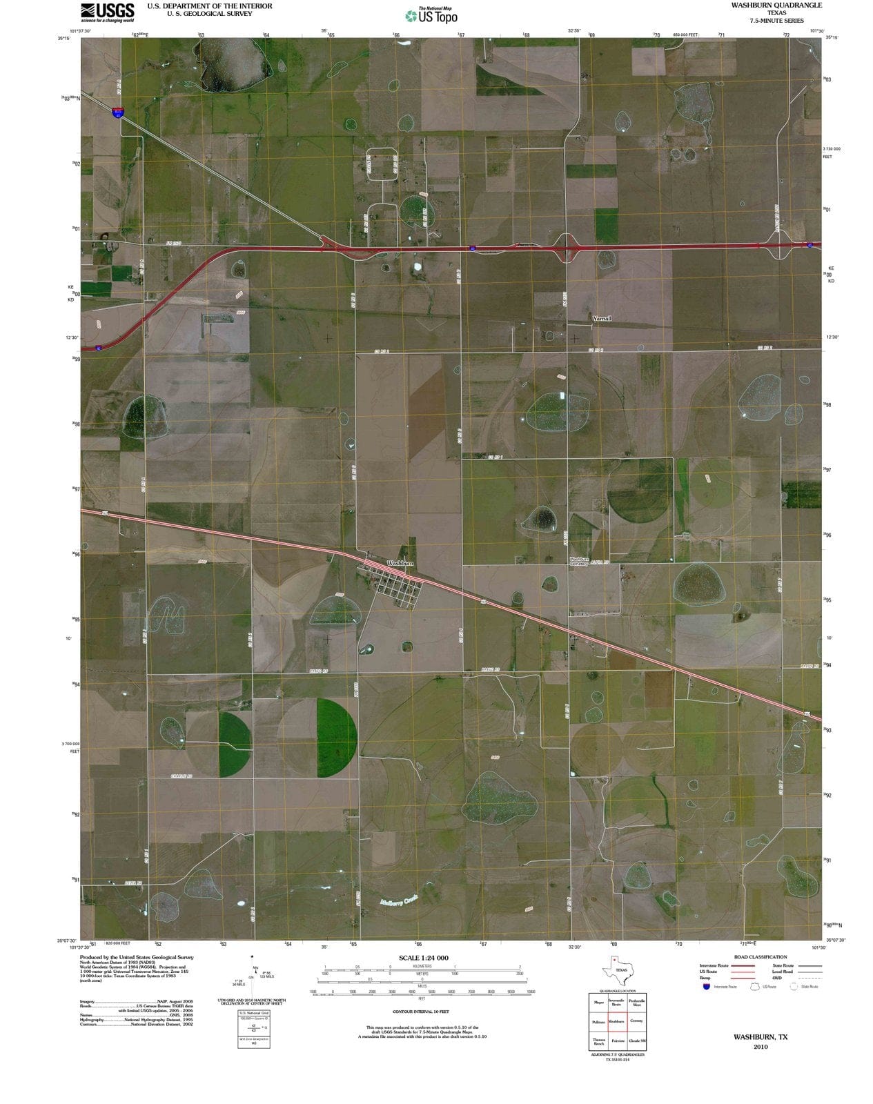 2010 Washburn, TX - Texas - USGS Topographic Map