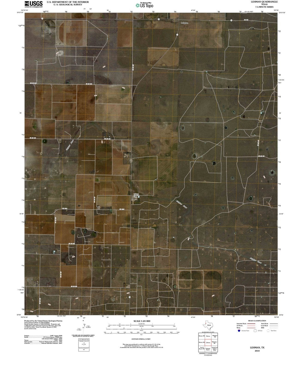 2010 Lehman, TX - Texas - USGS Topographic Map
