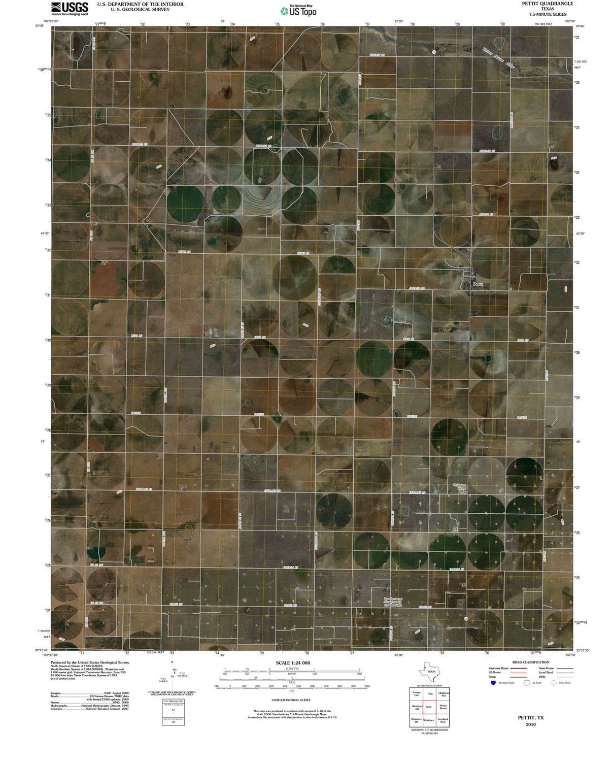 2010 Pettit, TX - Texas - USGS Topographic Map