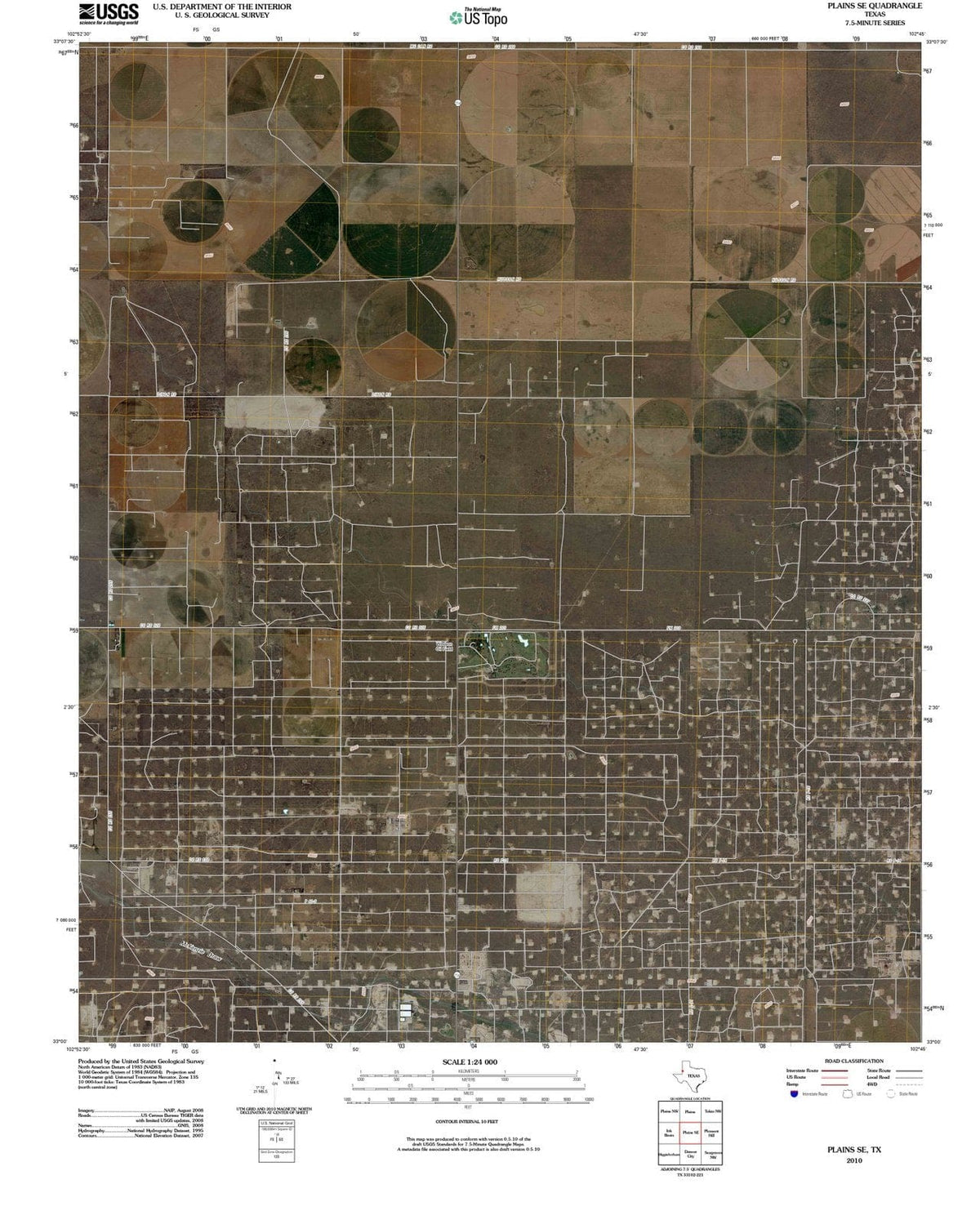2010 Plains, TX - Texas - USGS Topographic Map