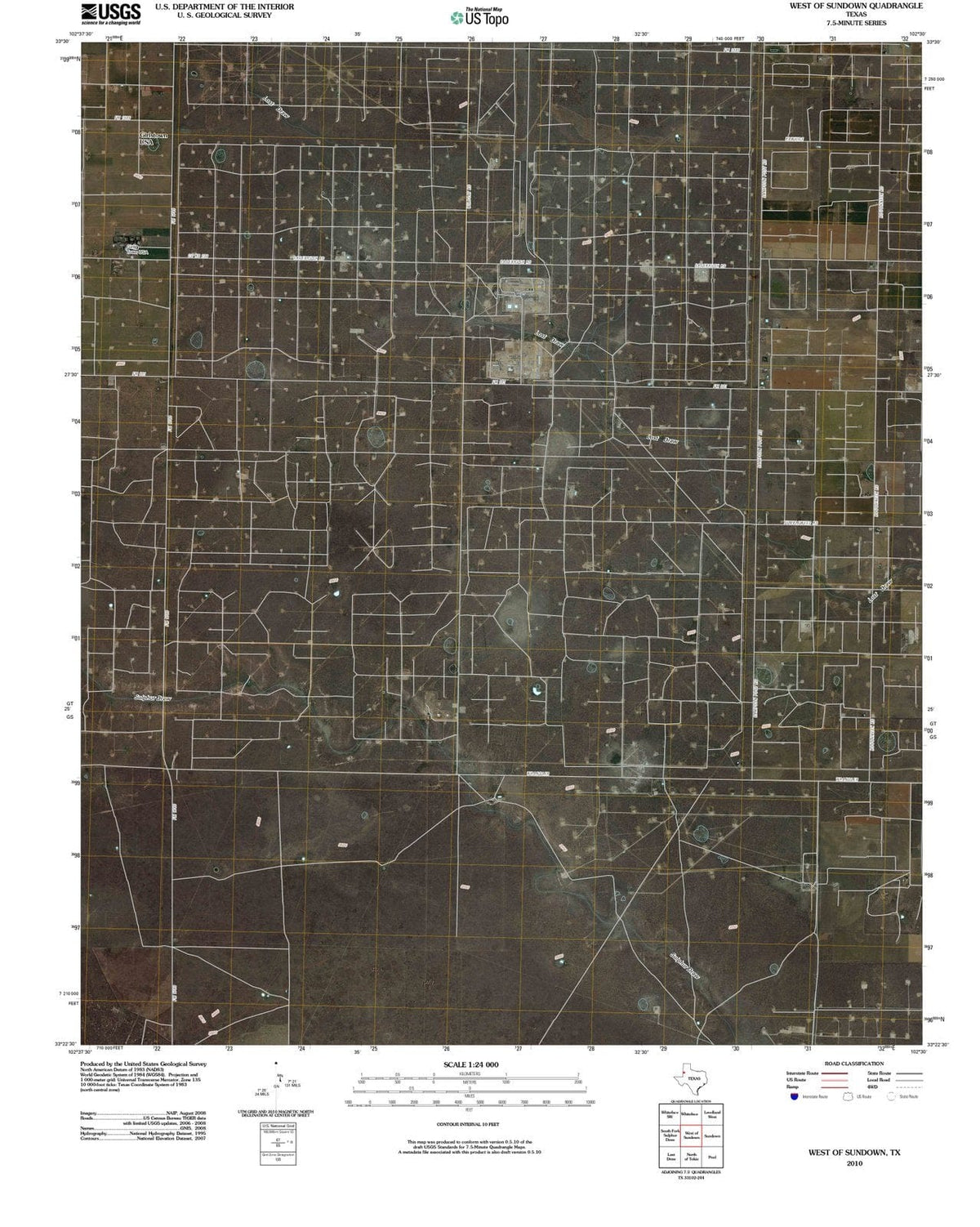 2010 West of Sundown, TX - Texas - USGS Topographic Map