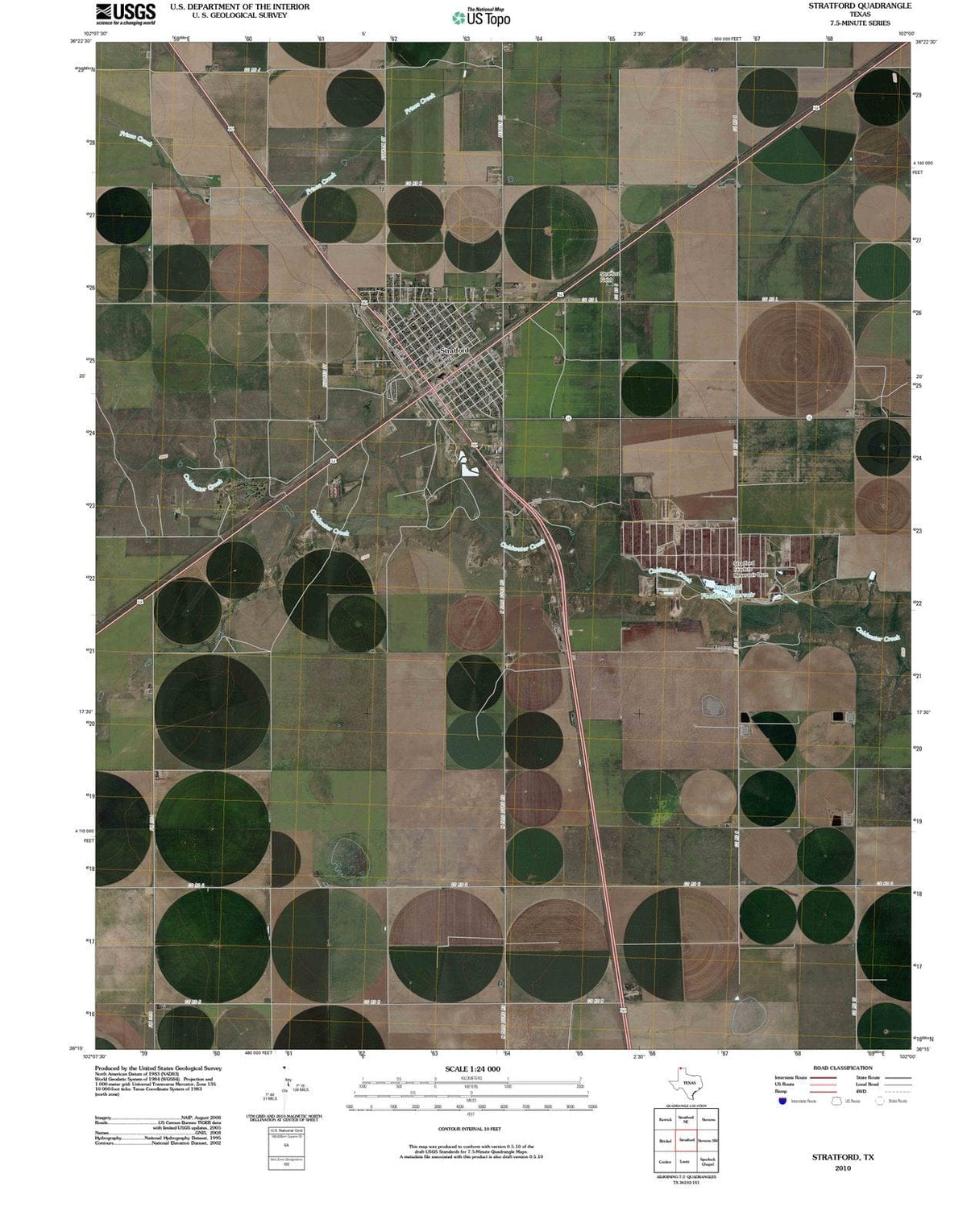 2010 Stratford, TX - Texas - USGS Topographic Map