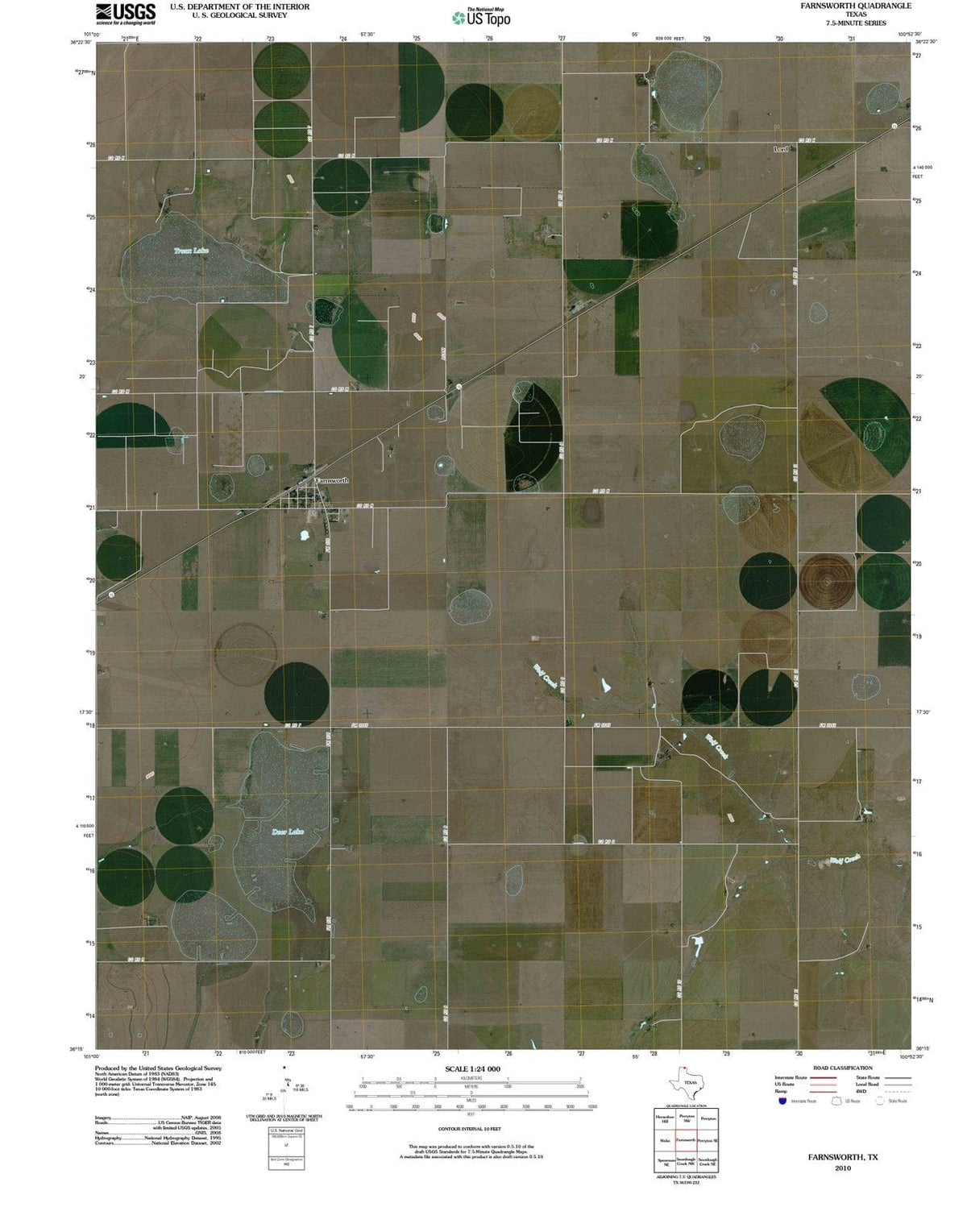 2010 Farnsworth, TX - Texas - USGS Topographic Map