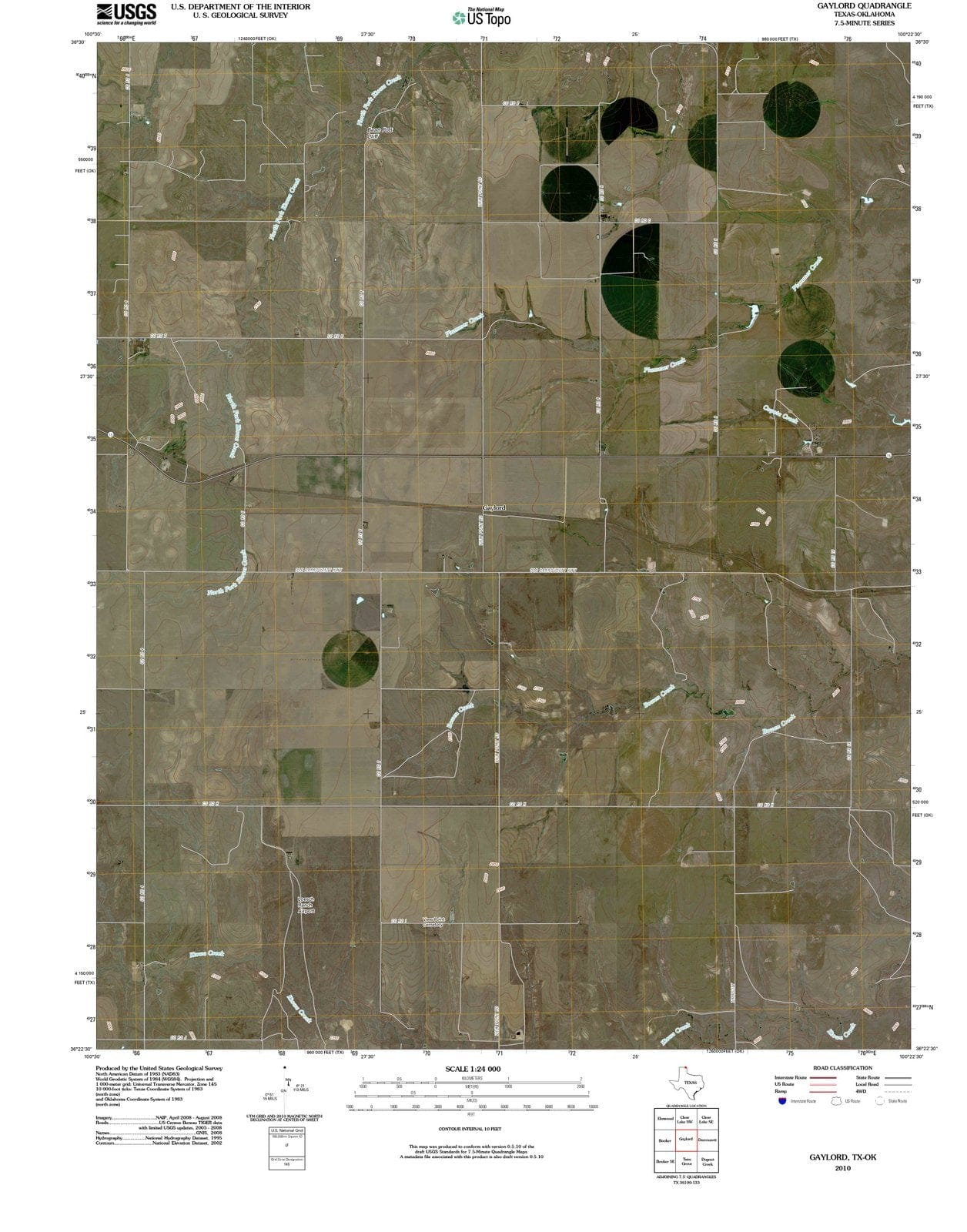 2010 Gaylord, TX - Texas - USGS Topographic Map
