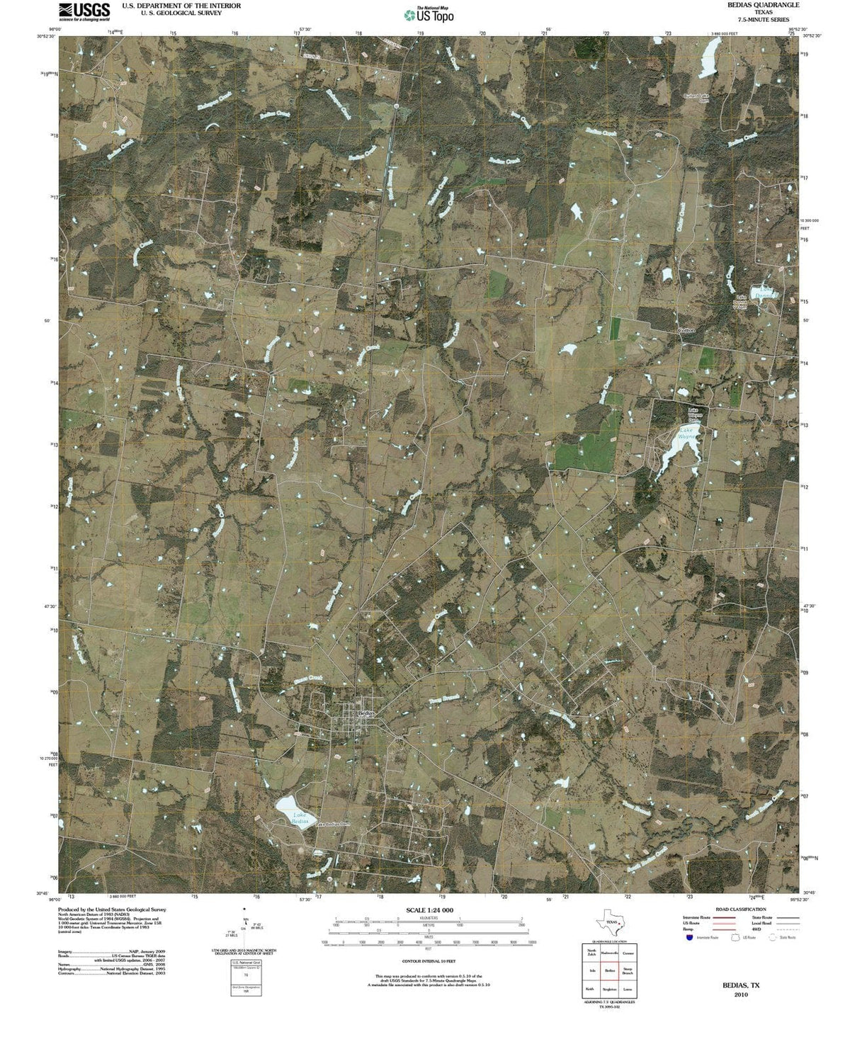 2010 Bedias, TX - Texas - USGS Topographic Map